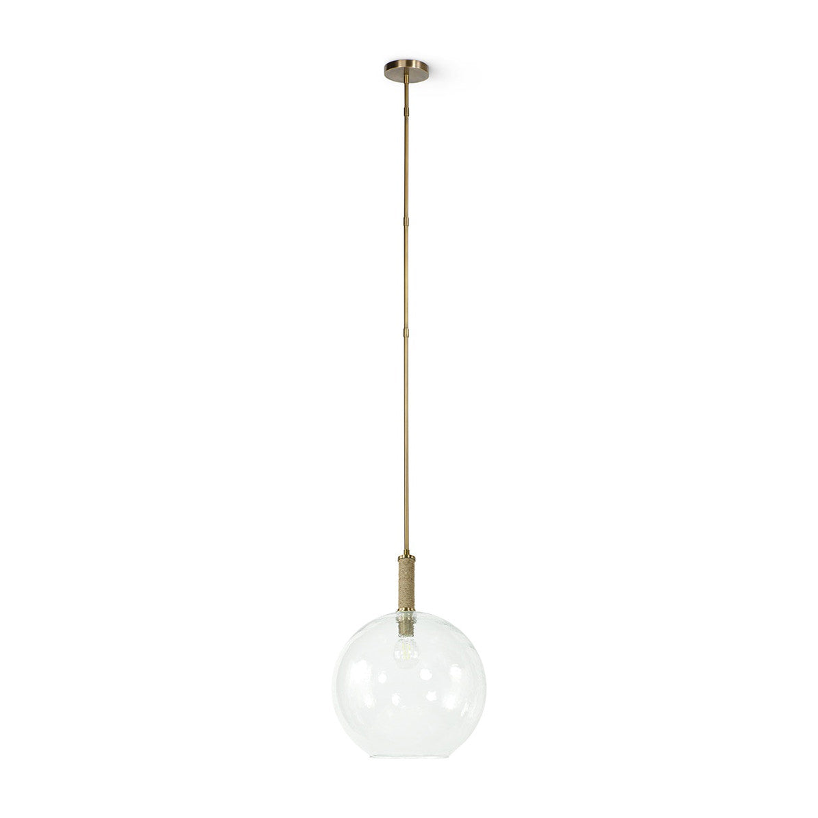 Bronson Glass Pendant, Large Globe in Brass on a white background at Addison West