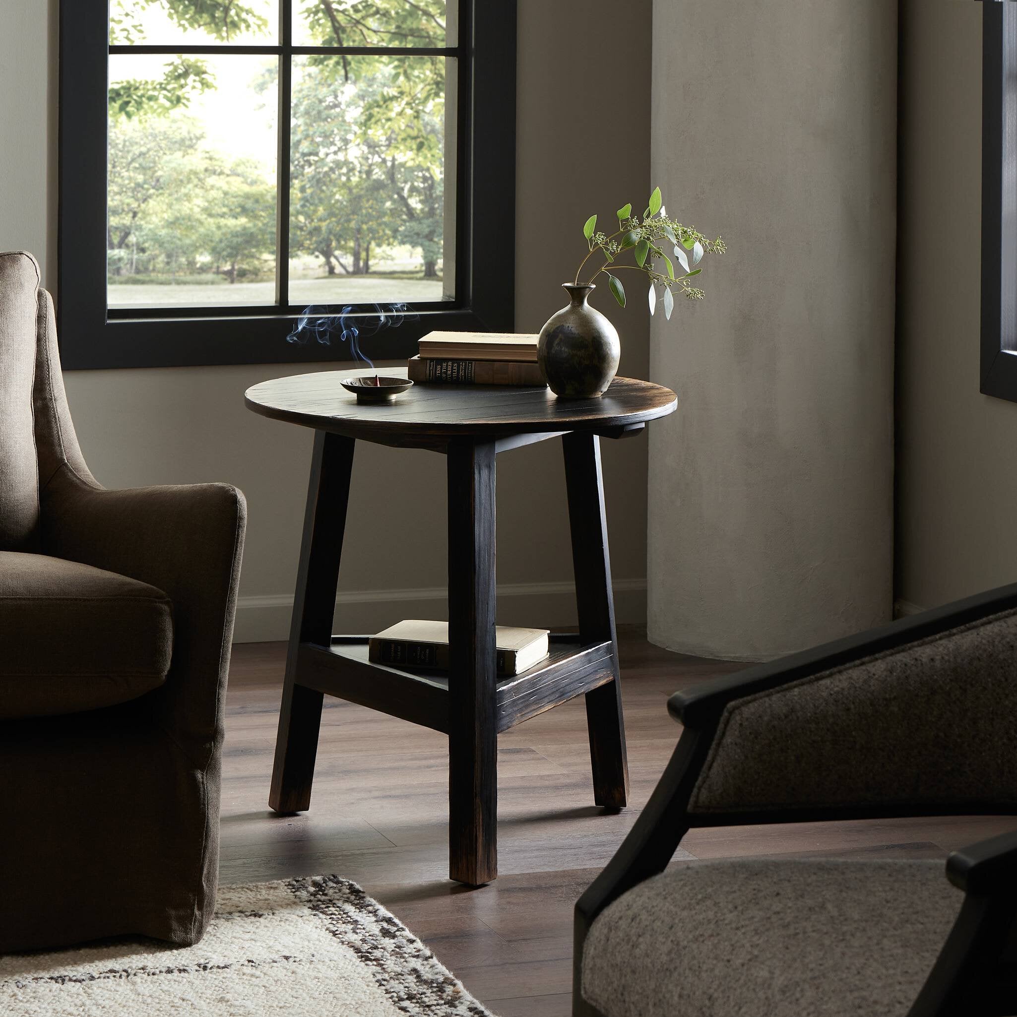 Four Hands Kickapoo River Cricket Table in Distressed Black Veneer - Addison West 