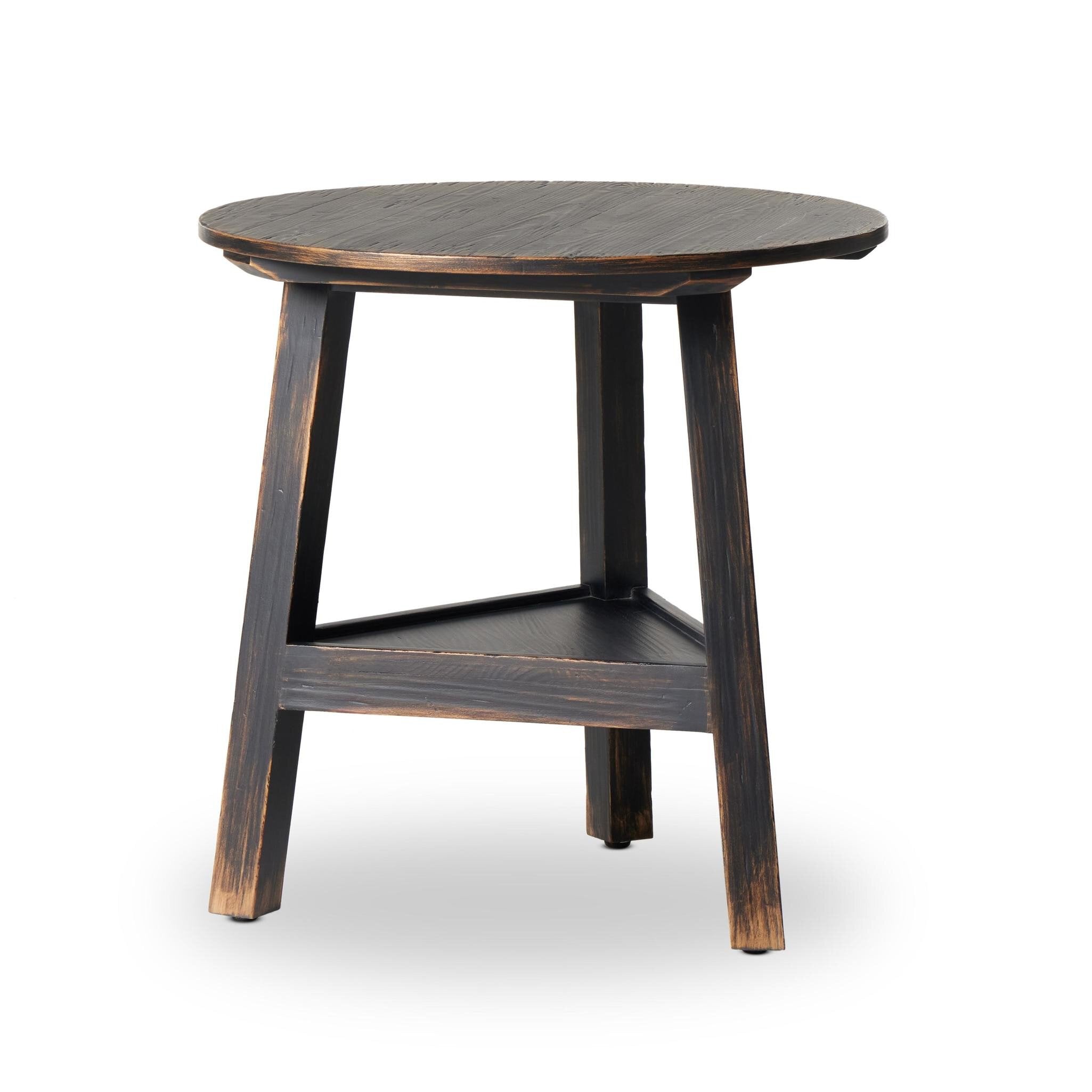 Four Hands Kickapoo River Cricket Table in Distressed Black Veneer - Addison West 