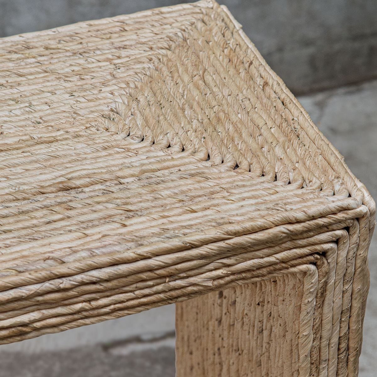 Close up of Roslin Console Table on a grey background at Addison West