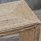 Close up of Roslin Console Table on a grey background at Addison West