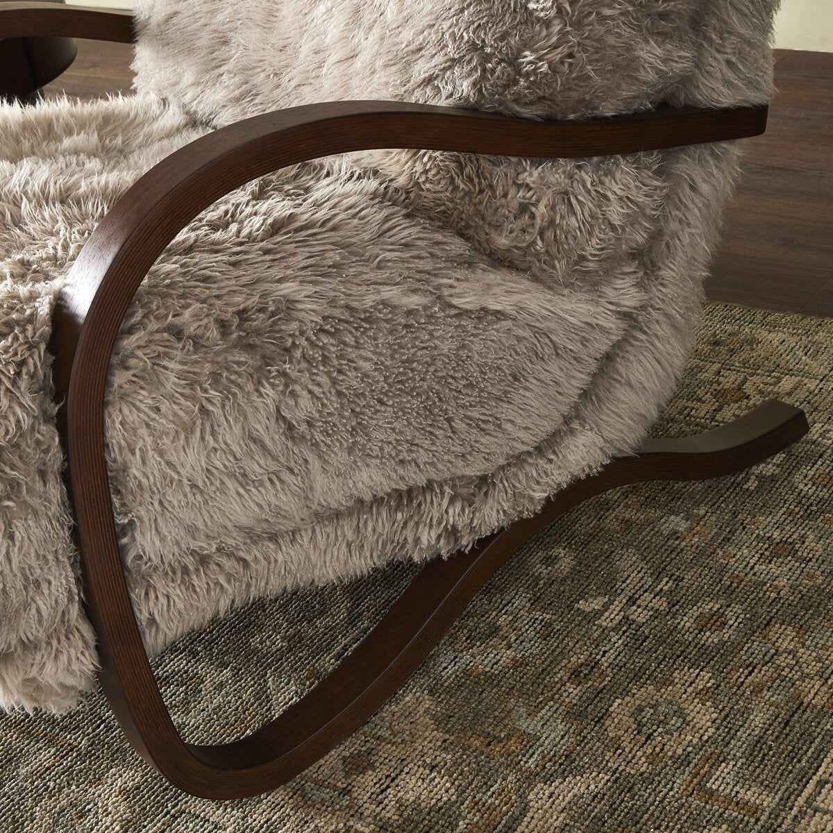 Four Hands Tobin Chair in Taupe Mongolian Fur in a living room at Addison West
