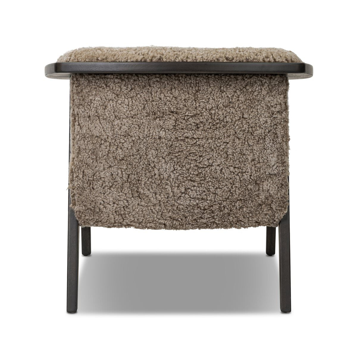 Back of Four Hands Fabian Chair in Taupe Shearling on a white background at Addison West