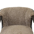Close up of Four Hands Fabian Chair in Taupe Shearling on a white background at Addison West