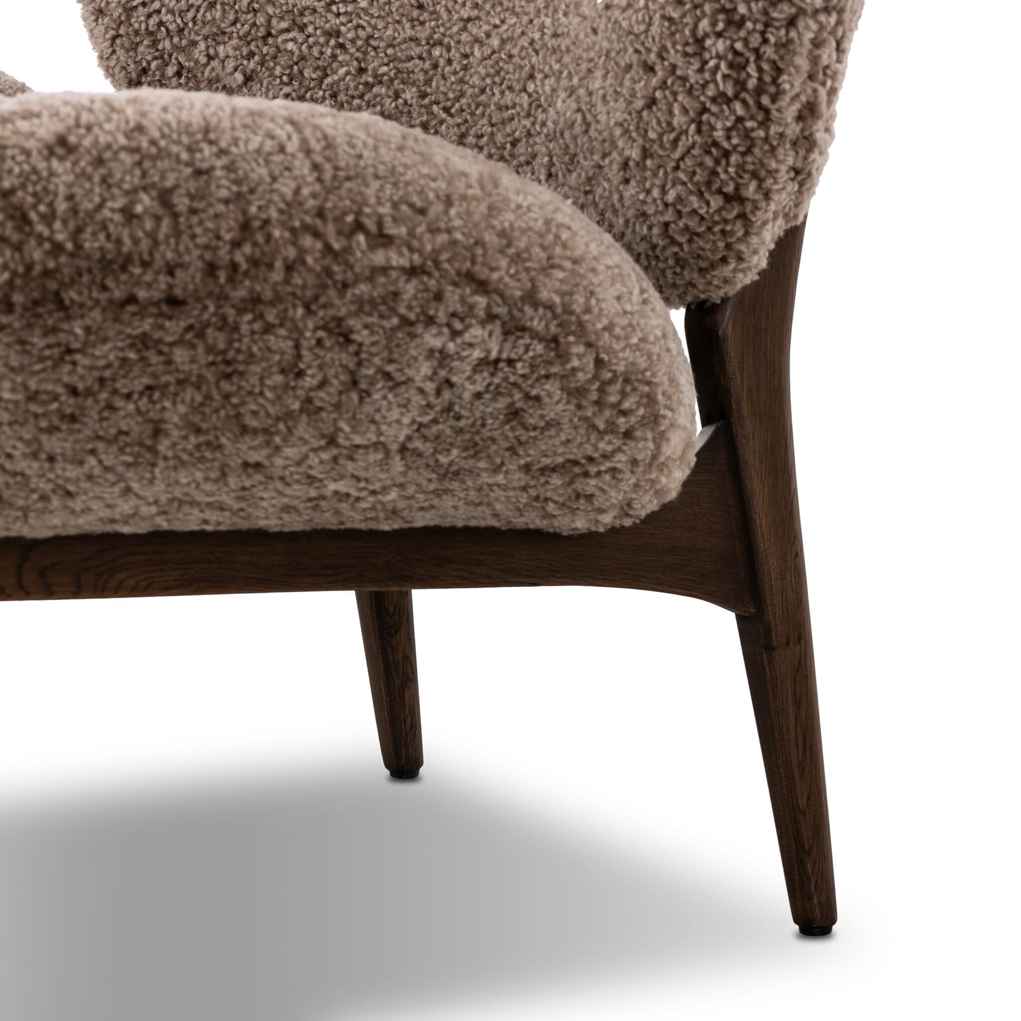 Four Hands Celine Chair in Taupe Shearling on a white background at Addison West