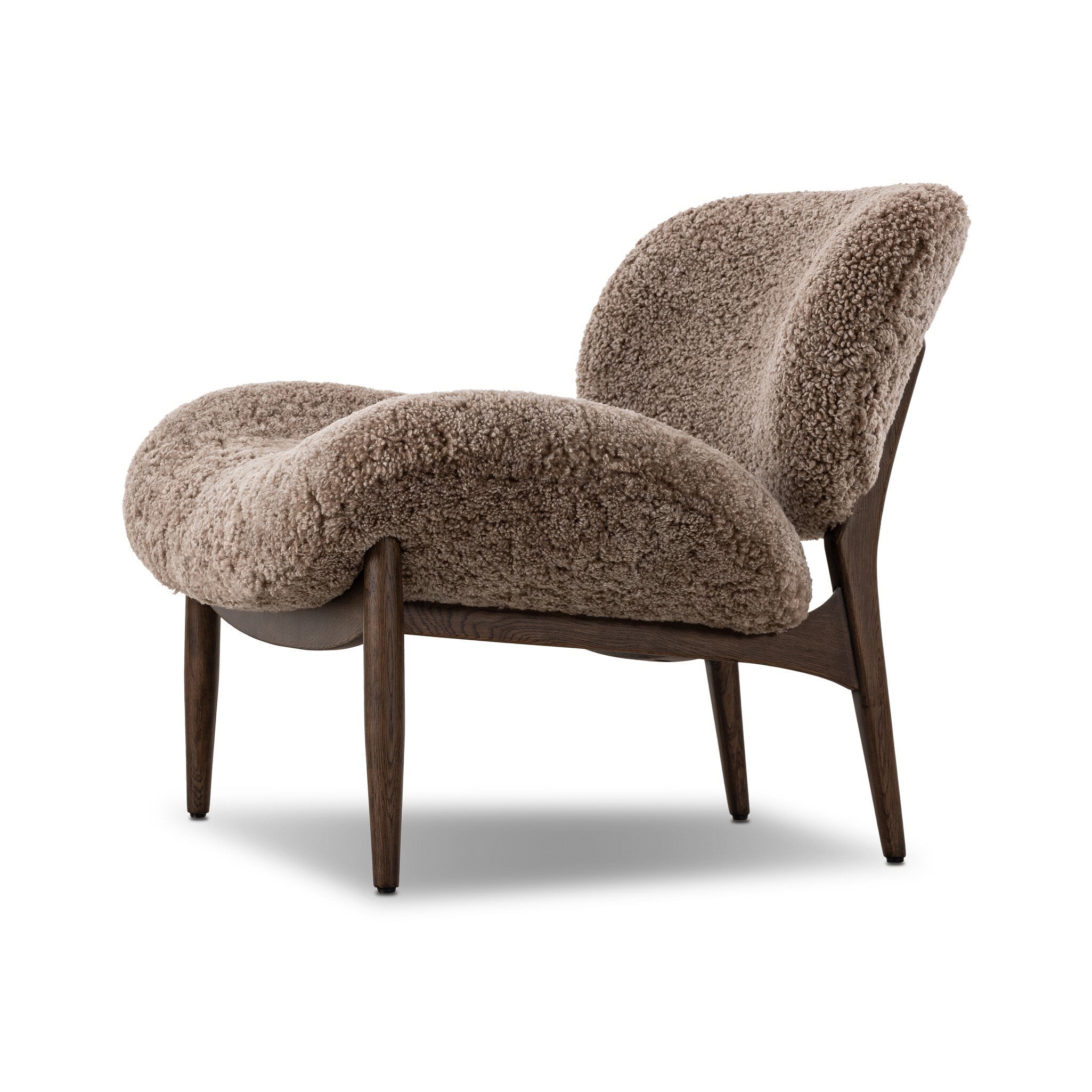 Four Hands Celine Chair in Taupe Shearling on a white background at Addison West