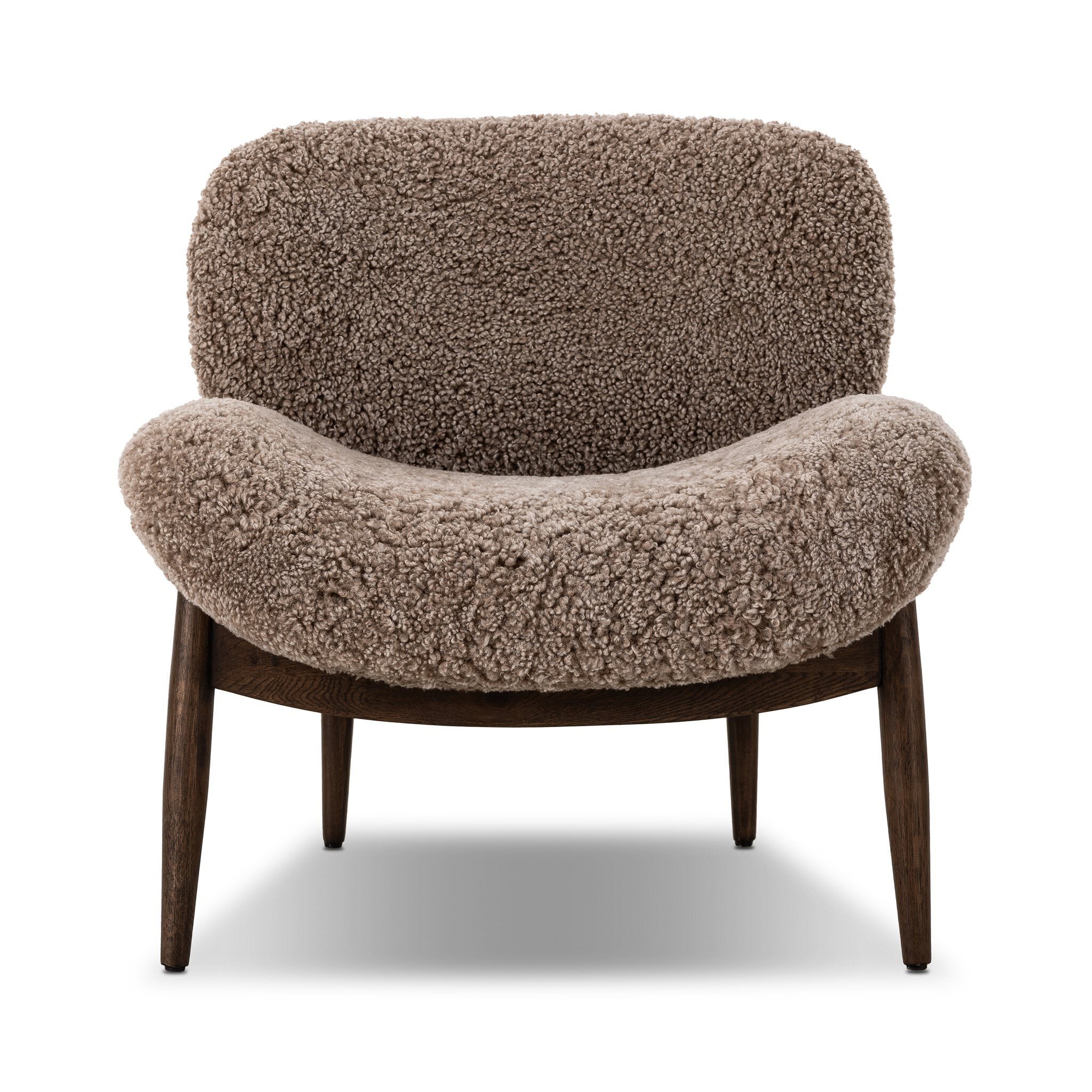 Four Hands Celine Chair in Taupe Shearling on a white background at Addison West