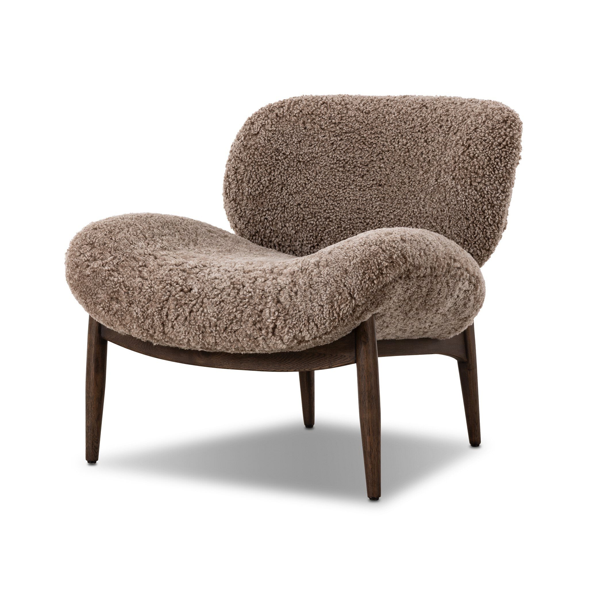 Four Hands Celine Chair in Taupe Shearling on a white background at Addison West