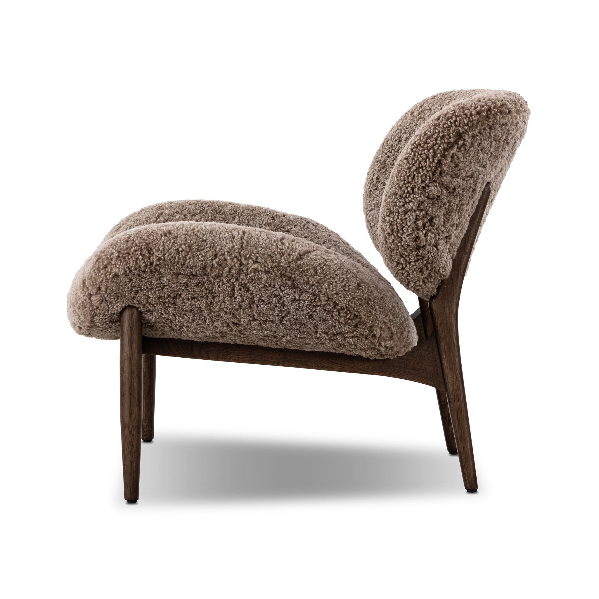 Four Hands Celine Chair in Taupe Shearling on a white background at Addison West