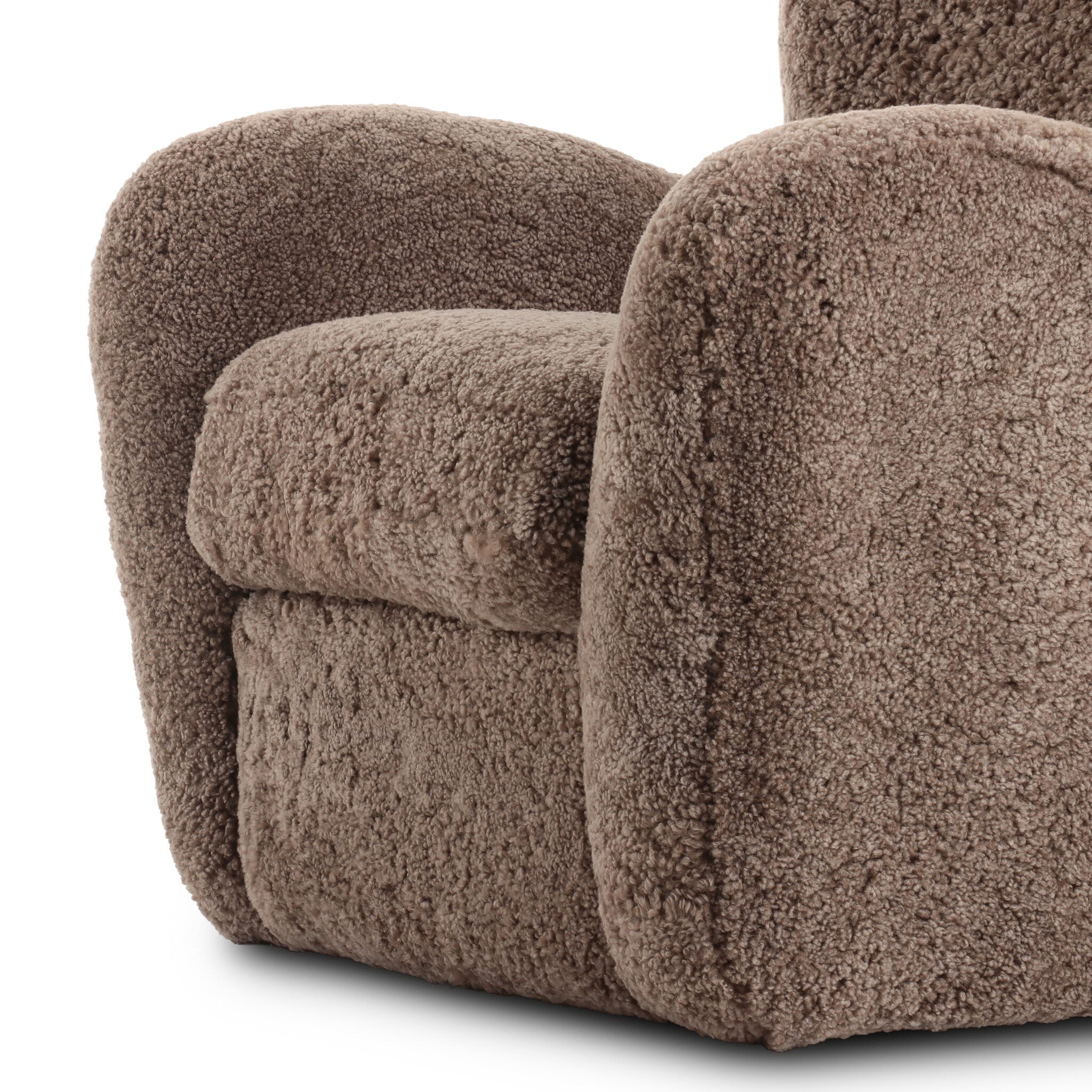 Four Hands Amelie Chair in Taupe Shearling on a white background at Addison West