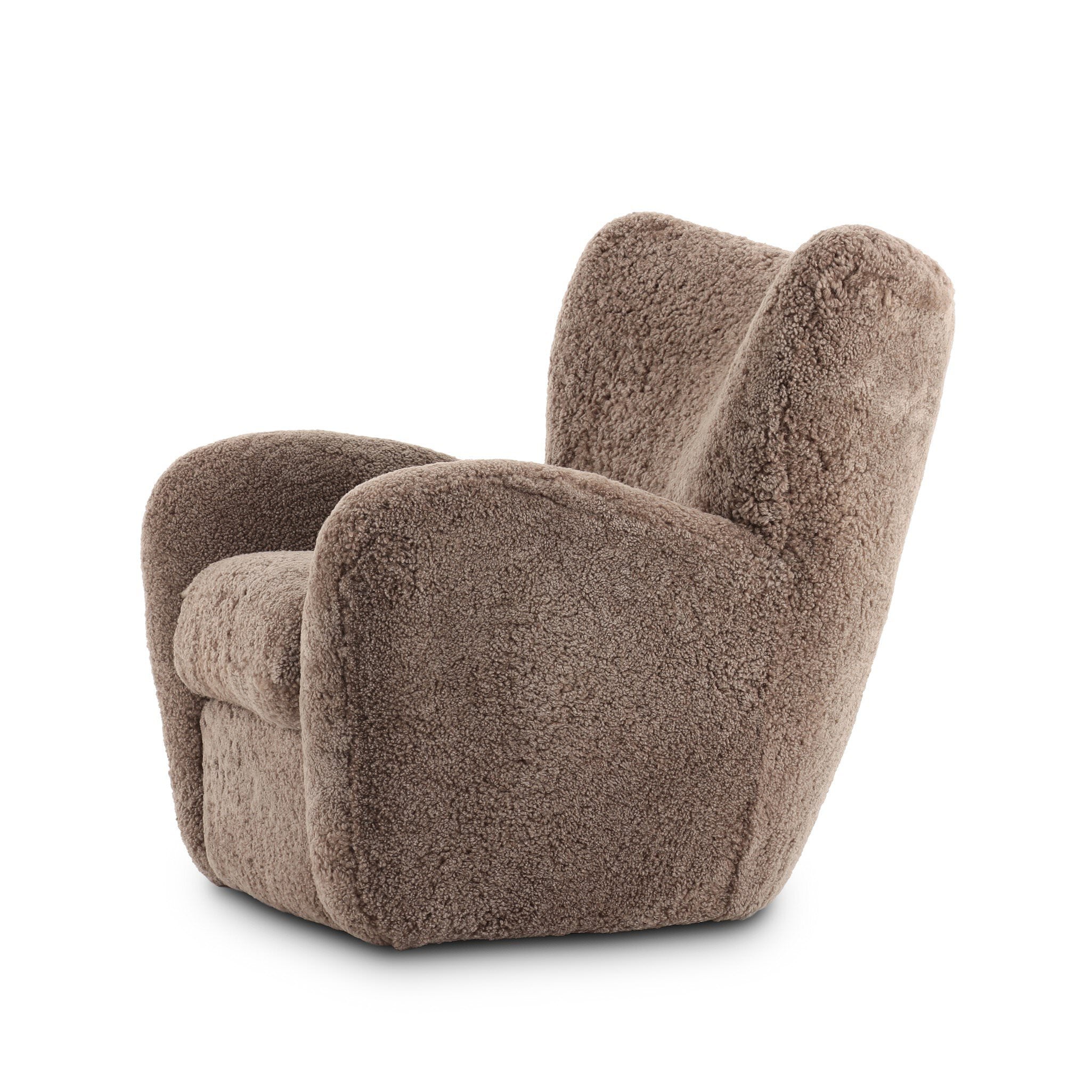 Four Hands Amelie Chair in Taupe Shearling on a white background at Addison West