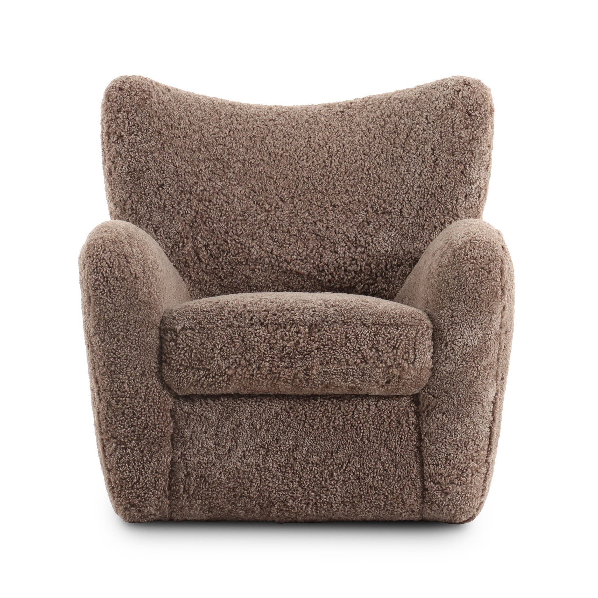 Four Hands Amelie Chair in Taupe Shearling on a white background at Addison West