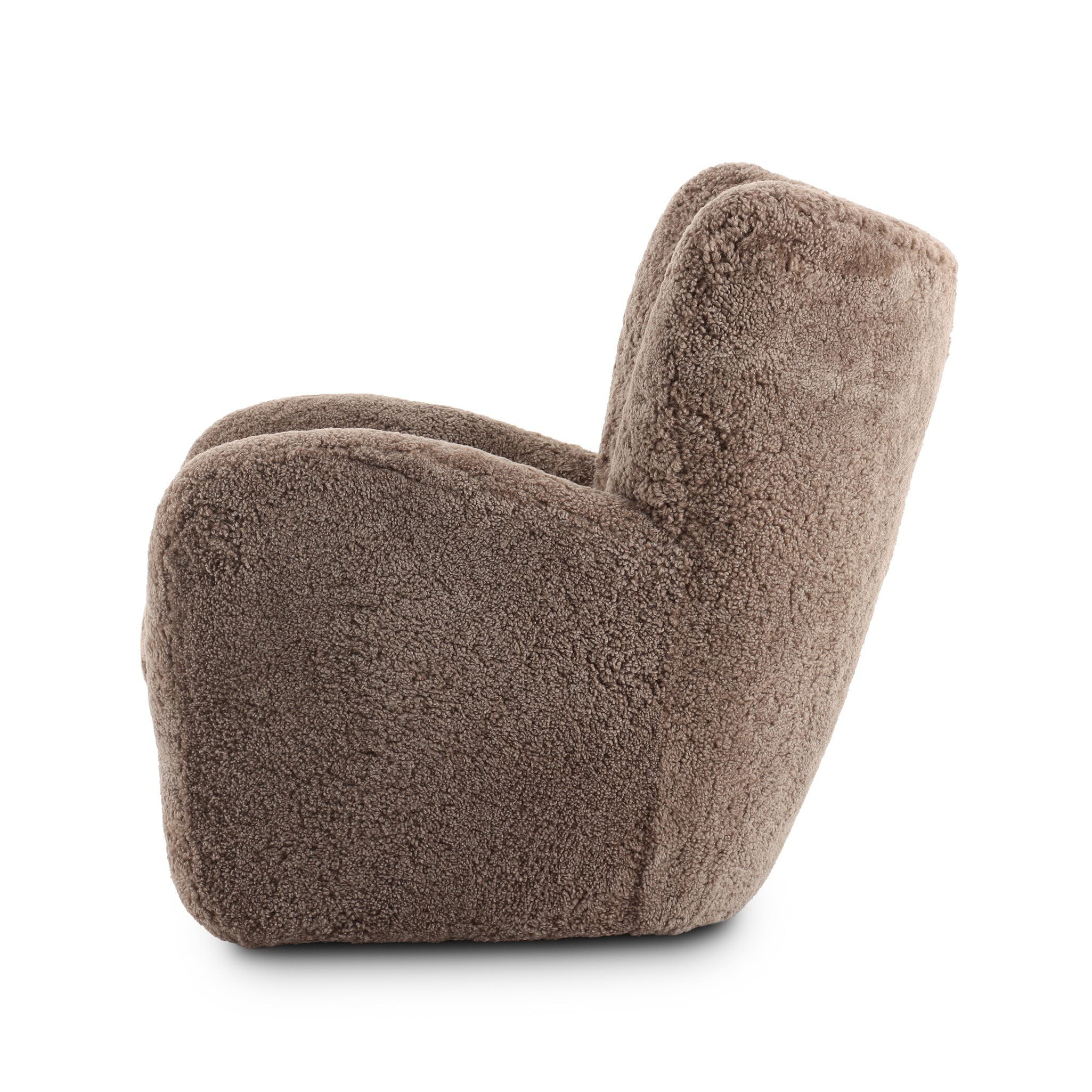 Four Hands Amelie Chair in Taupe Shearling on a white background at Addison West