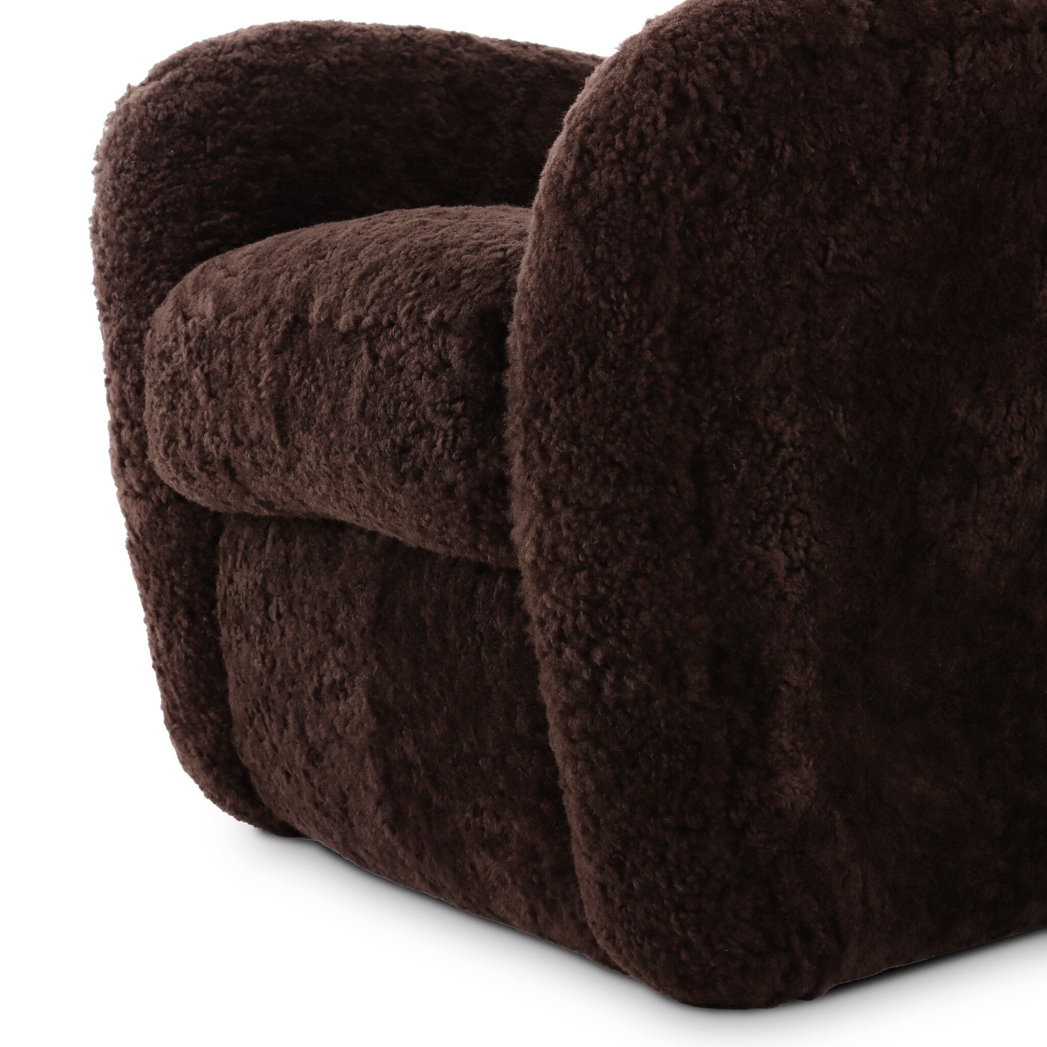 Four Hands Amelie Chair in Cocoa Shearling on a white background at Addison West