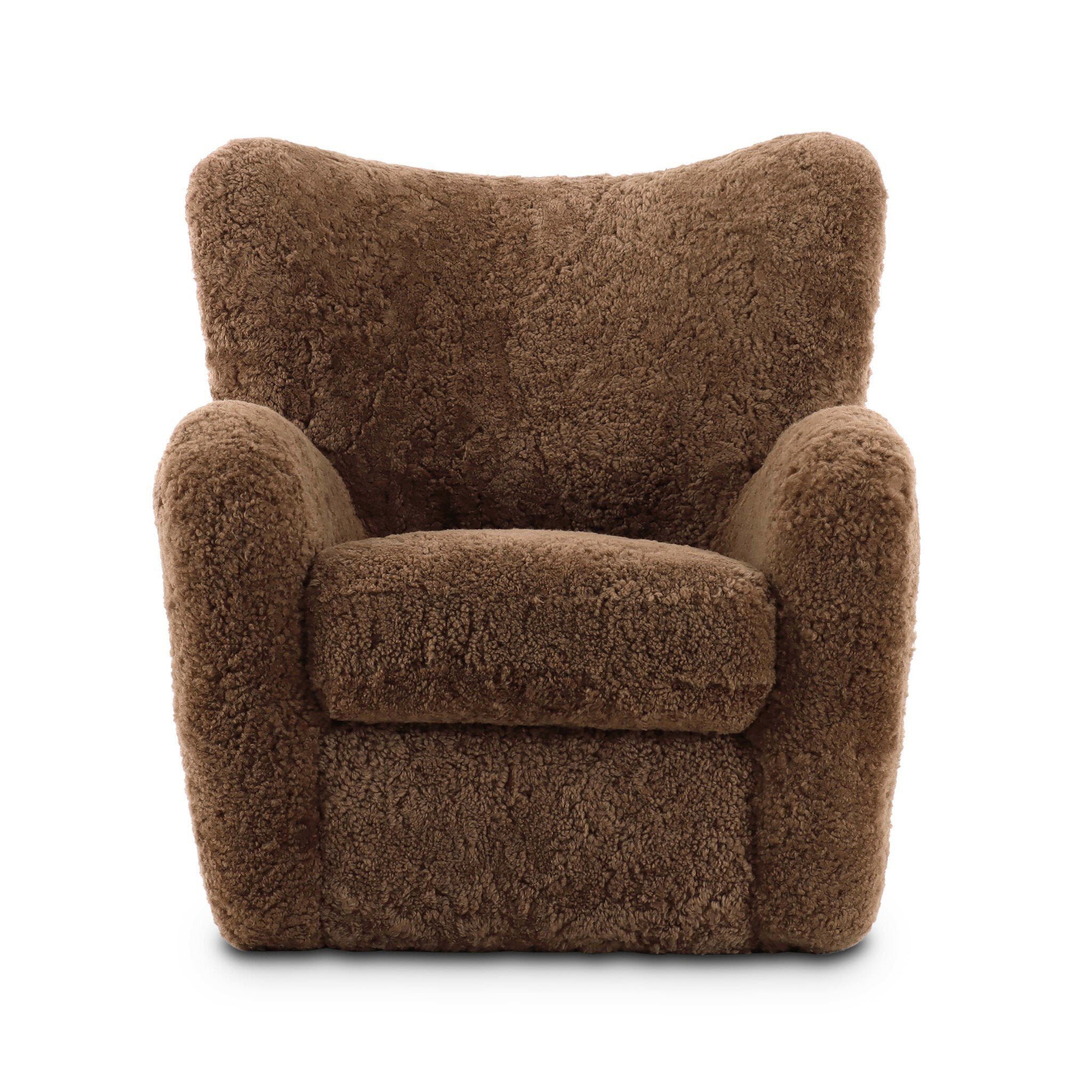 Four Hands Amelie Chair in Amber Shearling on a white background at Addison West