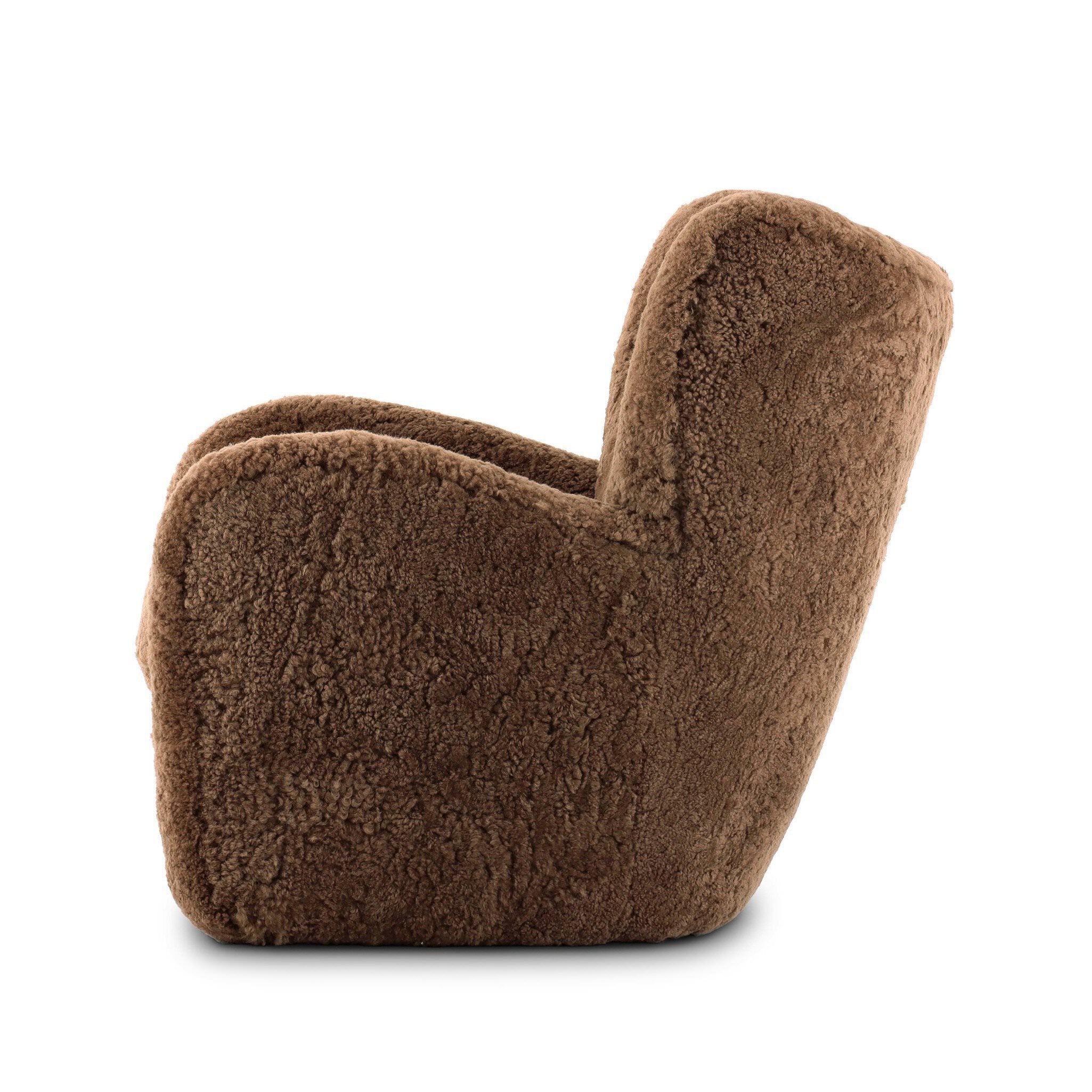 Four Hands Amelie Chair in Amber Shearling on a white background at Addison West
