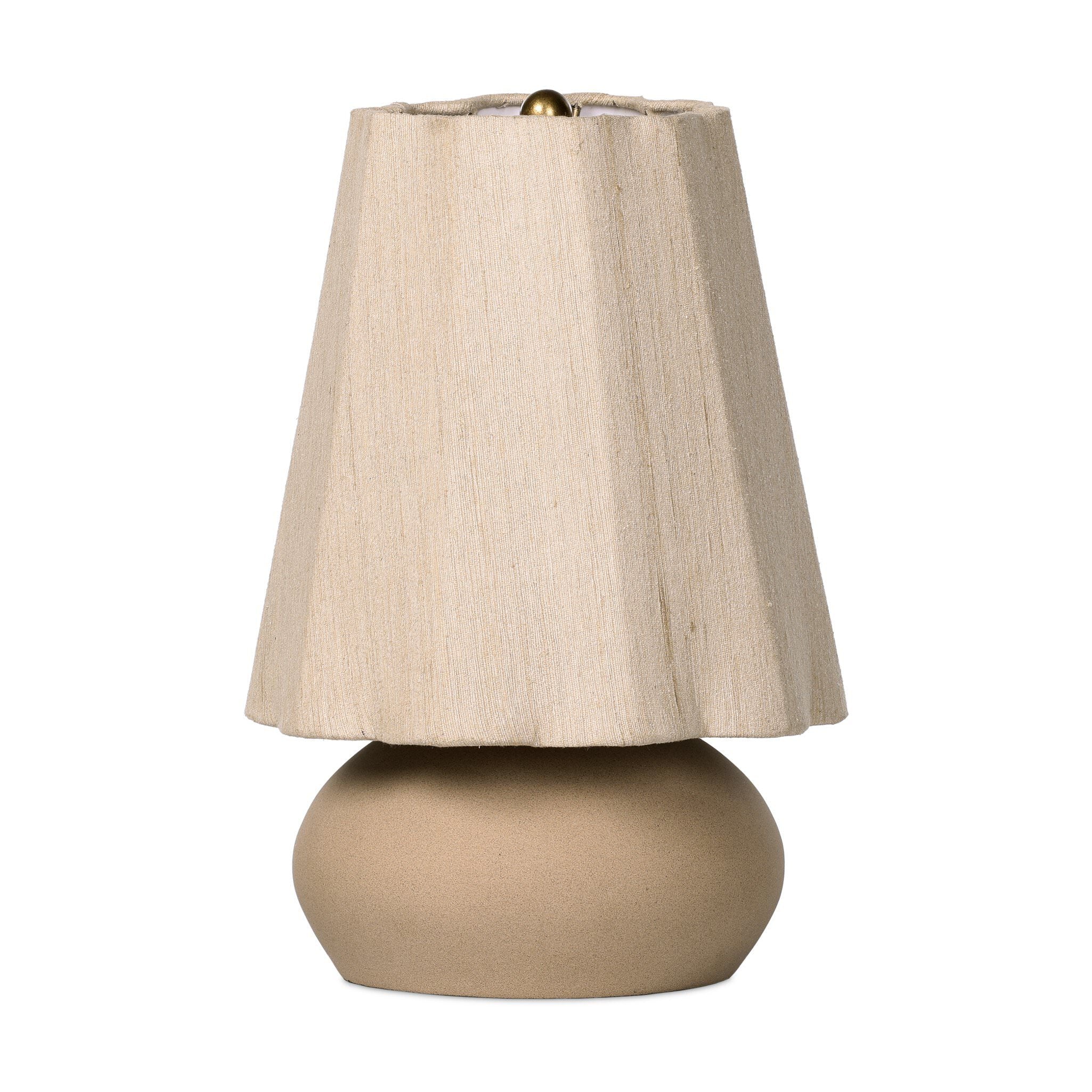 Four Hands Posie Table Lamp in Tan Speckled Ceramic on a white background at Addison West