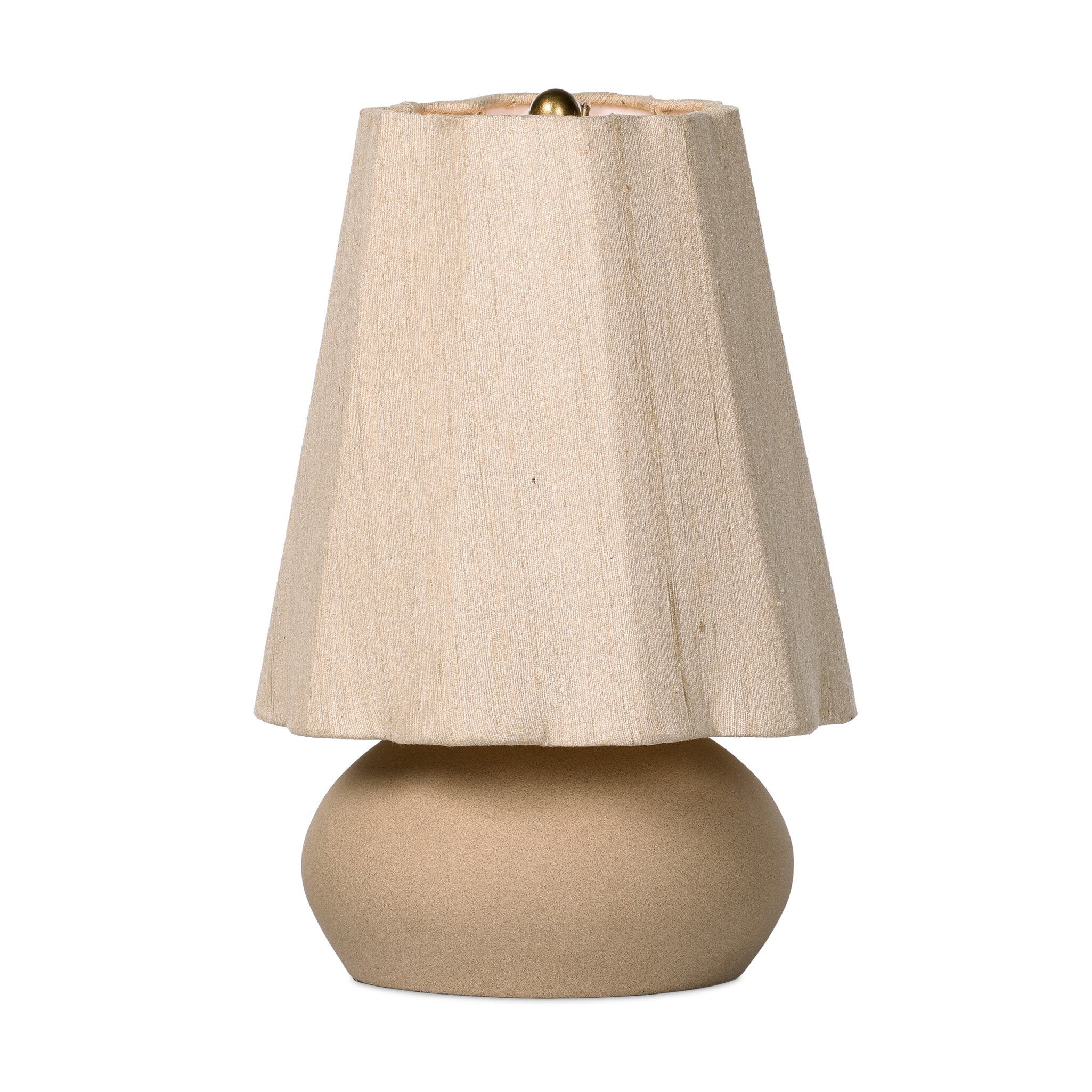 Four Hands Posie Table Lamp in Tan Speckled Ceramic on a white background at Addison West