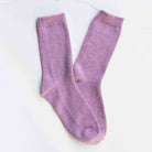 Bright Winter Wool Cashmere Socks in Lilac on a white background at Addison West