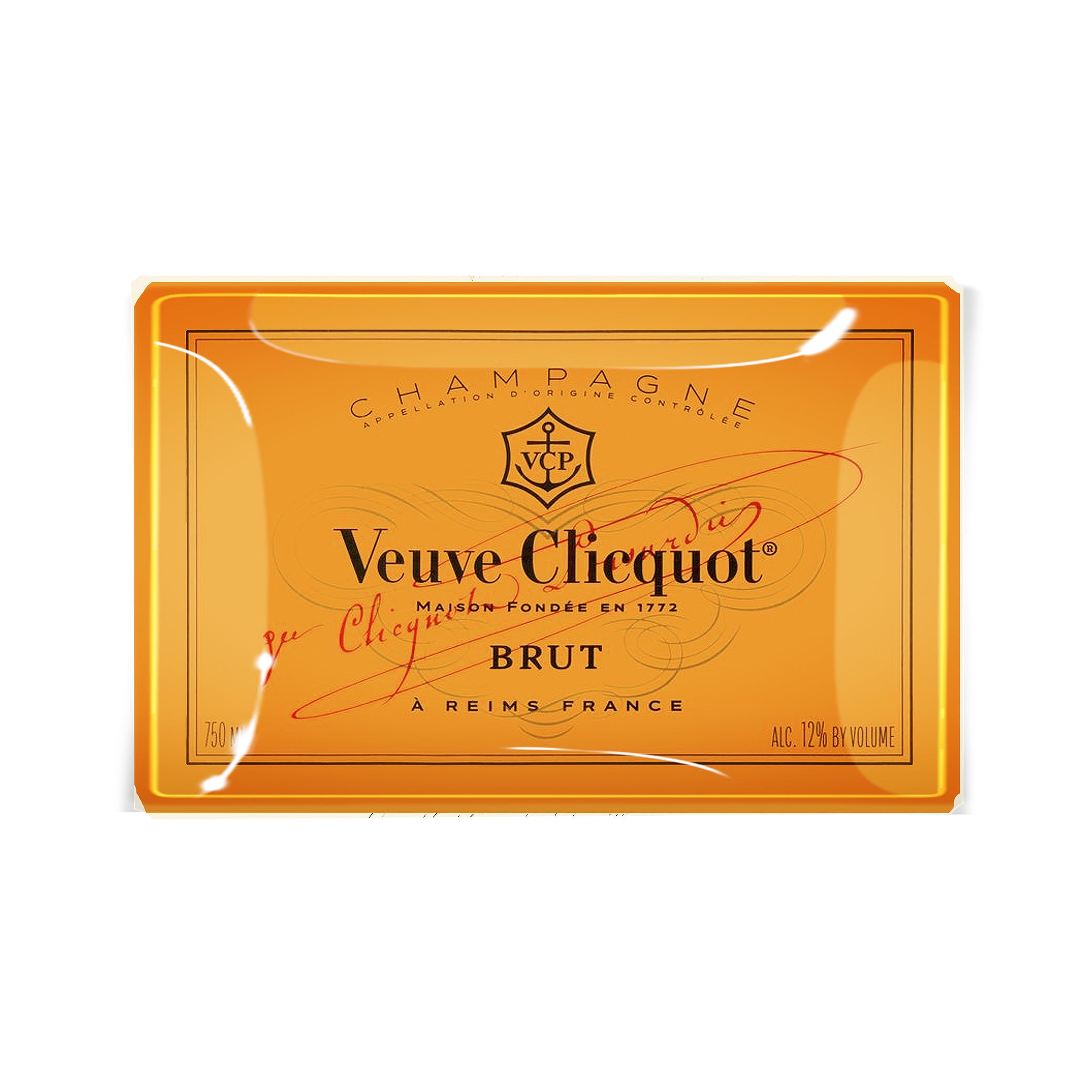 Veuve Clicquot Brut Decoupage Glass Tray on a white background at Addison West