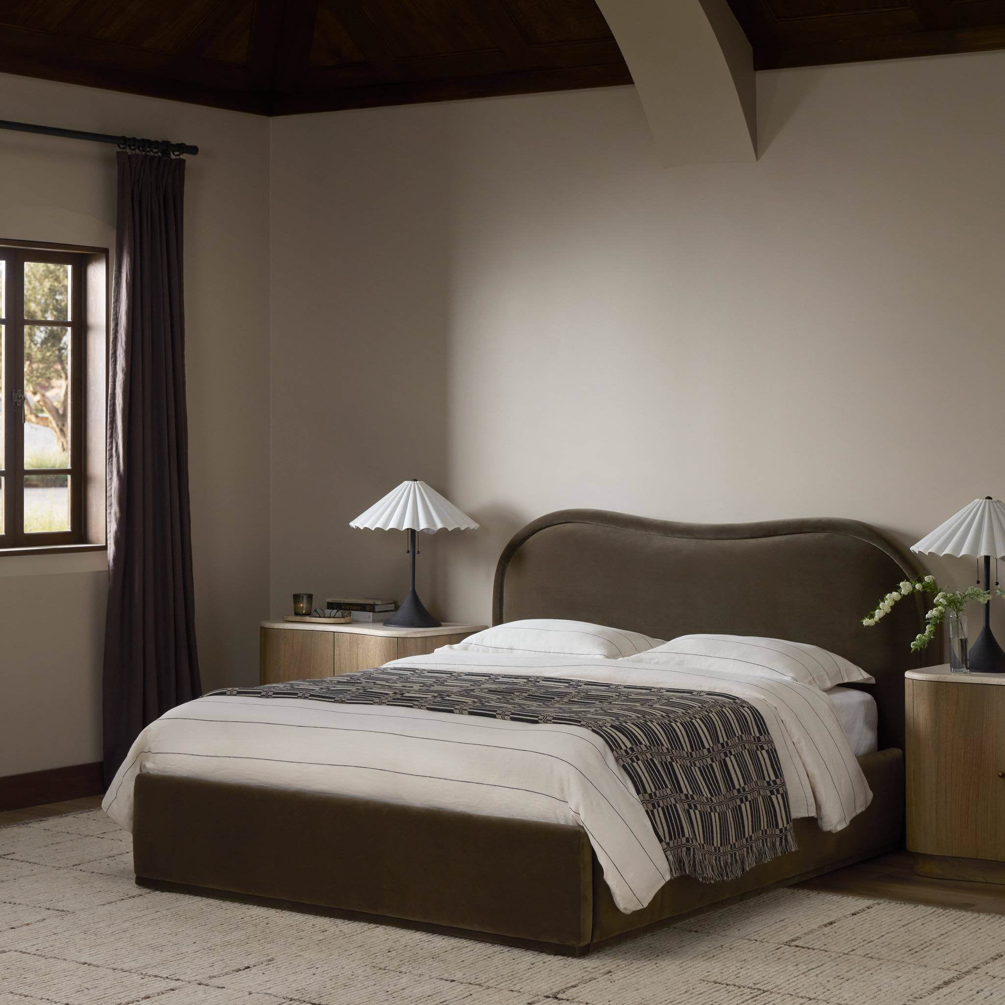 Four Hands Julia Bed in Surrey Olive, King in a bedroom at Addison West