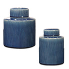 Sanlo Canisters, Set of 2 ceramic canisters on a white background at Addison West