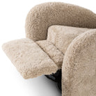 Four Hands Amelie Swivel Recliner in Beige Shearling on a white background at Addison West