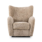 Four Hands Amelie Swivel Recliner in Beige Shearling on a white background at Addison West