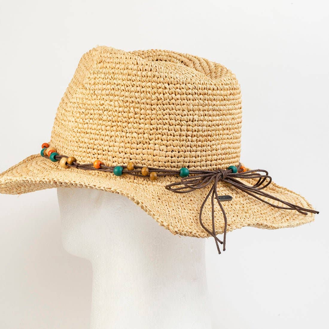Goldie Sun Hat in Natural on white background at the Addison West.