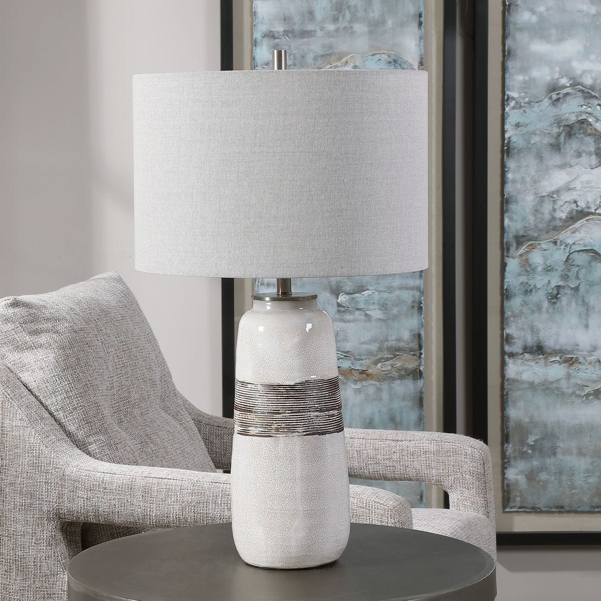 Compton Table Lamp on a table at Addison West