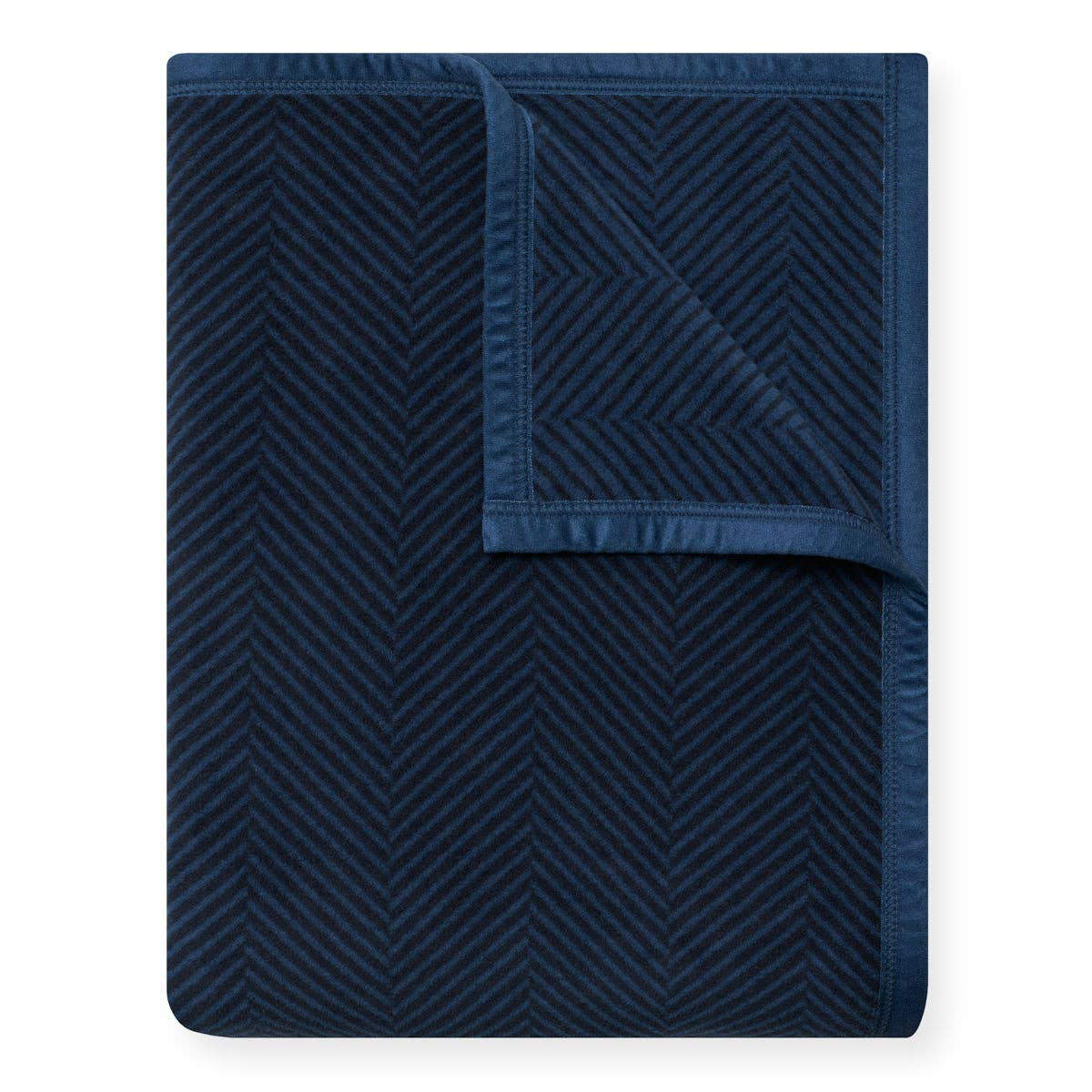 ChappyWrap Harborview Herringbone Blanket in Deep Sea on a white background at Addison West