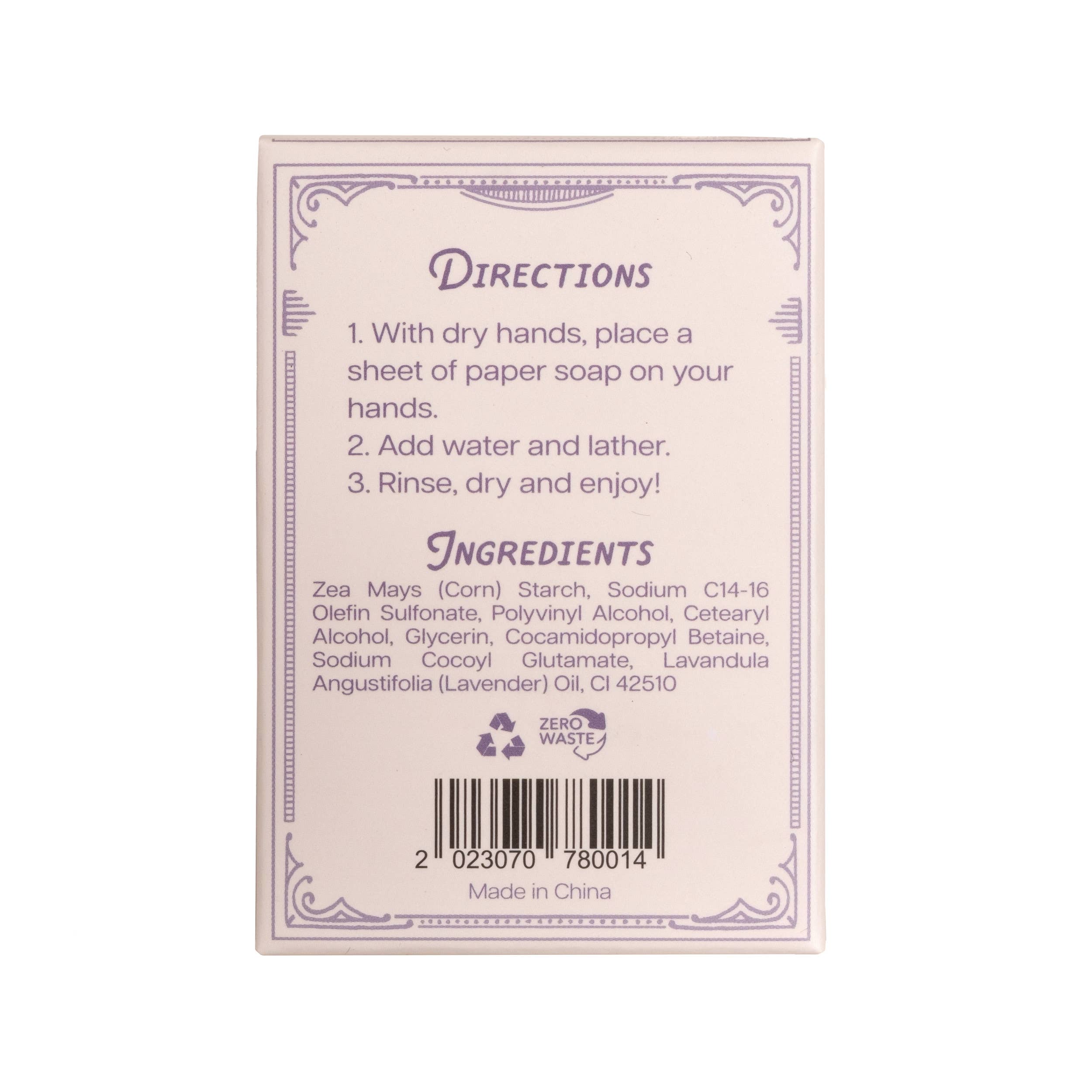Lavender Paper Soap on a white background at Addison West