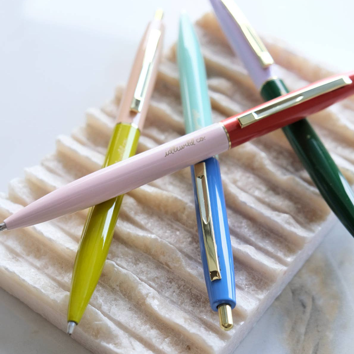 Rainbow Retro Pens, Set of 4 on a white background at Addison West
