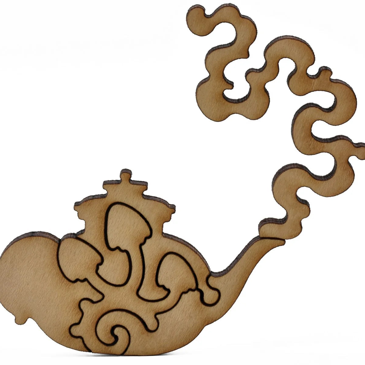 Liberty Puzzle Tea Break wood puzzle pieces on a white background at Addison West