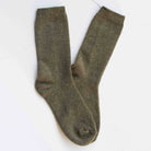 Bright Winter Wool Cashmere Socks in Olive on a white background at Addison West