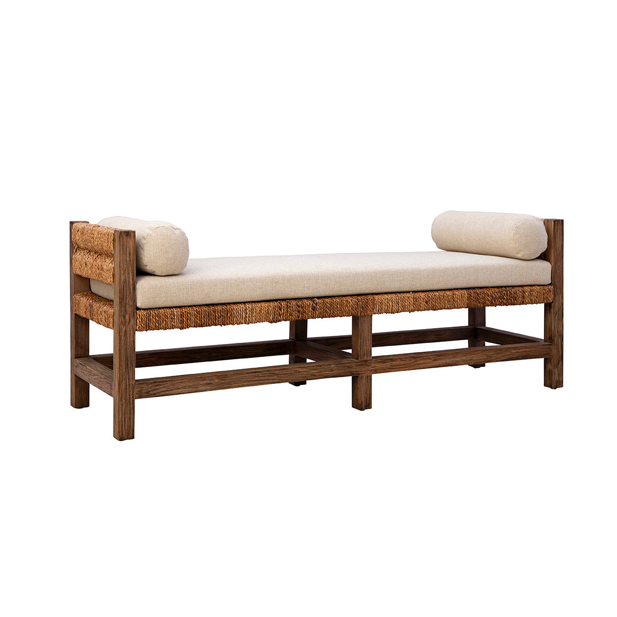 Winslow Woven Backless Bench on a white background at Addison West