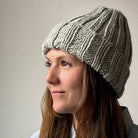 Knitting Craft Kit: Shoreline Beanie in Pebbled Beach on a beige background at Addison West