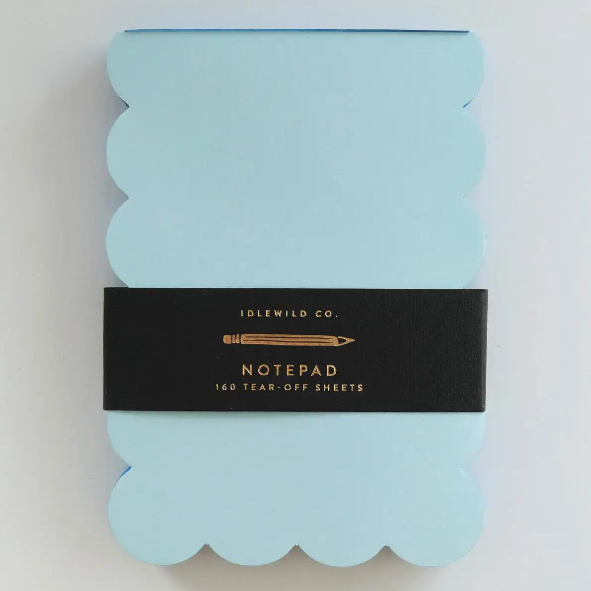 Scalloped Shaped Notepad in Aqua And Blue on a white background at Addison West