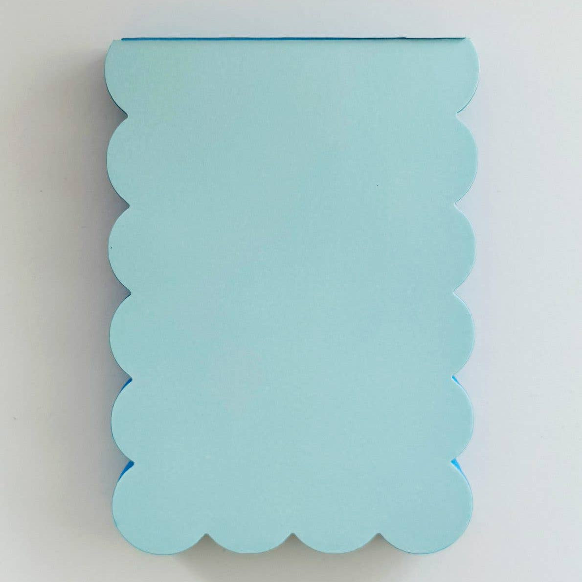 Scalloped Shaped Notepad in Aqua And Blue on a white background at Addison West