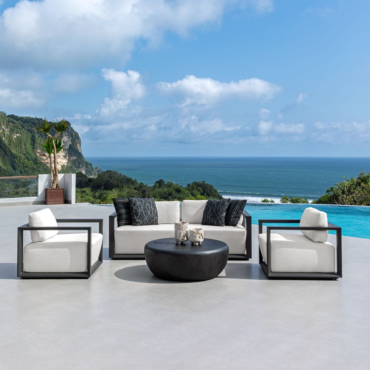 Joss Indoor–Outdoor Coffee Table on a patio at Addison West