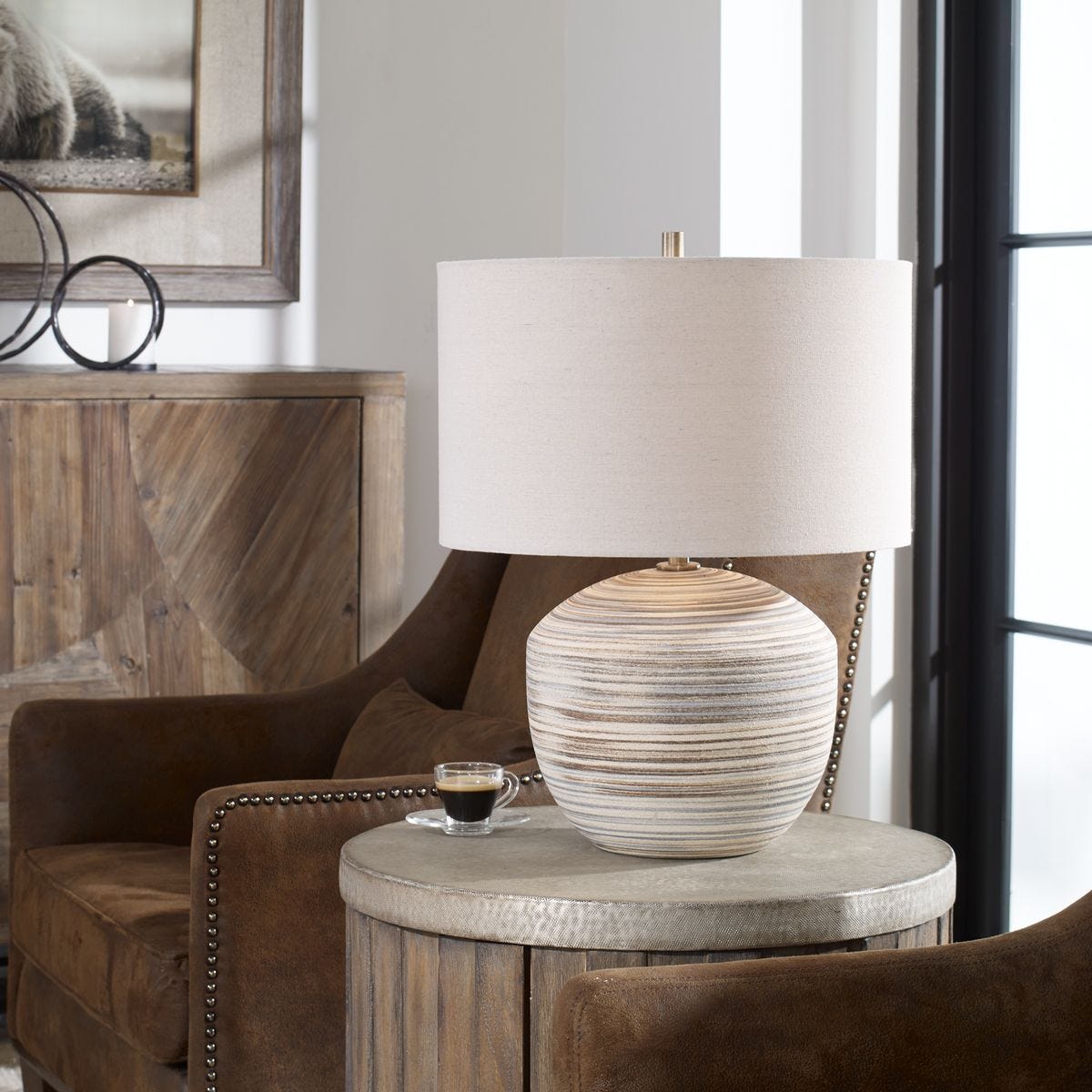 Prowell Table Lamp on a table at Addison West