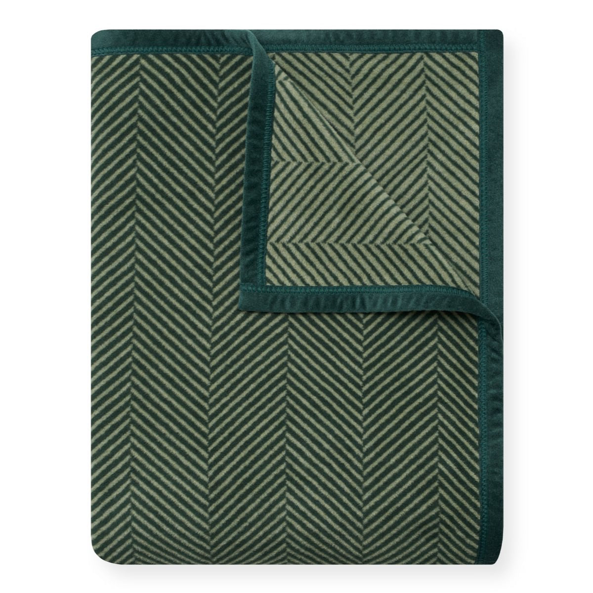 ChappyWrap Harborview Herringbone Blanket in Forest Green on a white background at Addison West