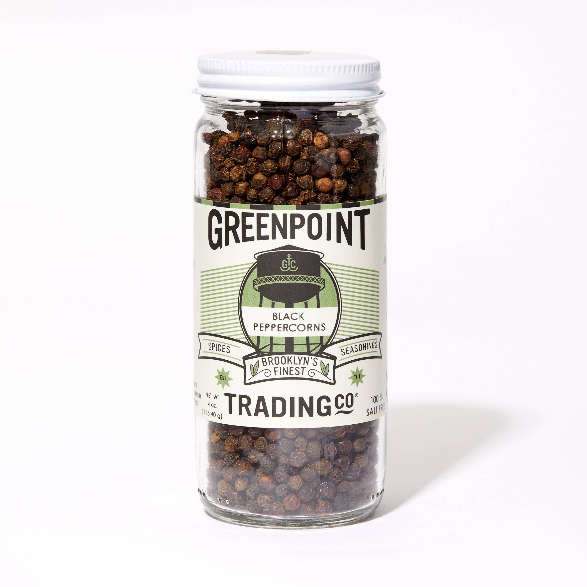 Greenpoint Trading Co. Black Peppercorns on a white background at Addison West