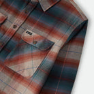 Brixton Men's Bowery Flannel in Multi Shadow on plain background.