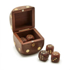 Wood Dice Box with 6 Dice on a white background at Addison West