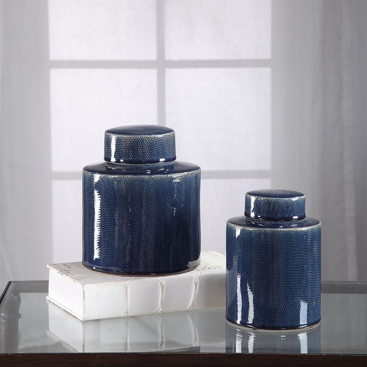 Sanlo Canisters, Set of 2 ceramic canisters on a table at Addison West