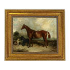 Chestnut Horse with Two Dogs Vintage Framed Print on a white background at Addison West