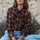 Lily Blouse in Navy on a model at Addison West