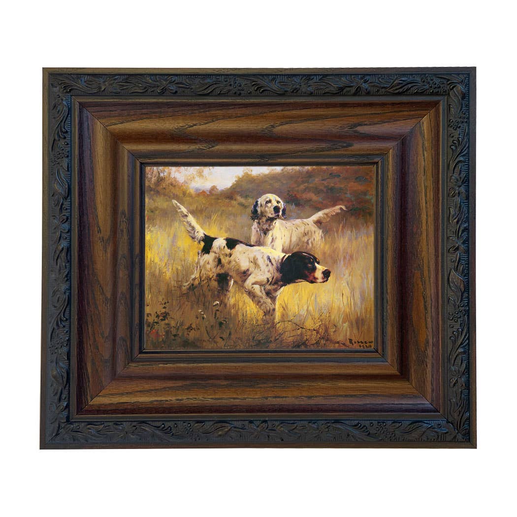 English Setters Vintage Framed Print on a white background at Addison West