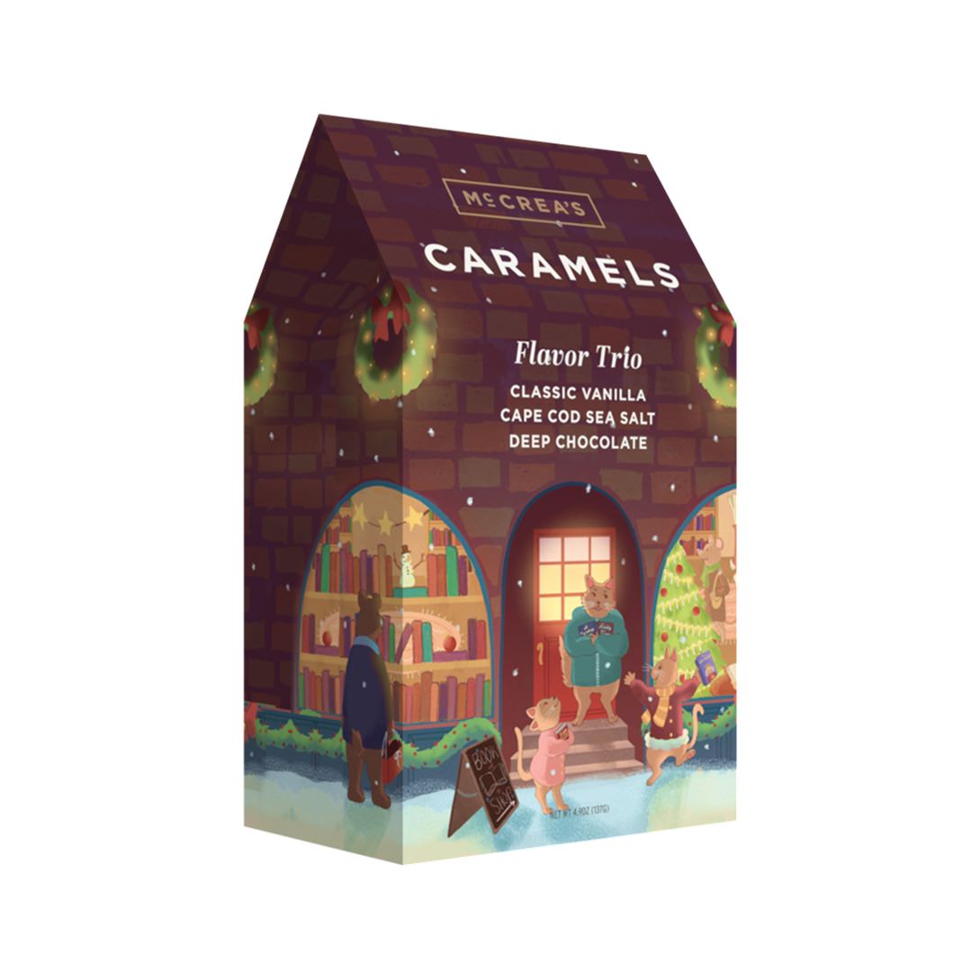 McCrea's Holiday Caramels, Flavor Trio on a white background at Addison West